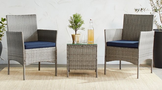 3 Piece Outdoor Patio Wicker Bistro Set