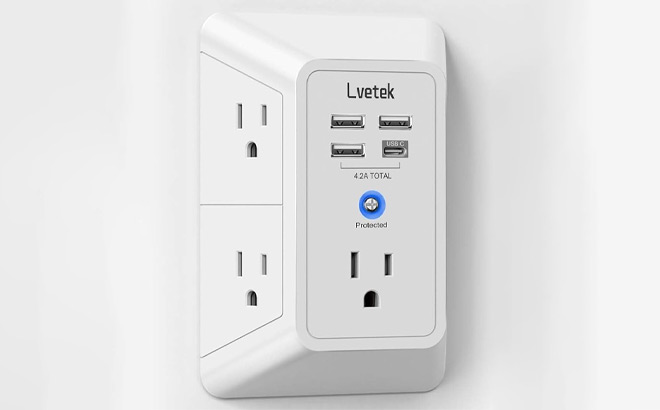 5 Outlet Surge Protector Wall Charger