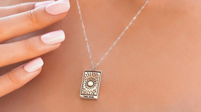 7 Silver Tarot Card Pendant Necklace