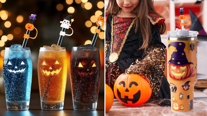 9 Halloween Straw Covers 6 Piece