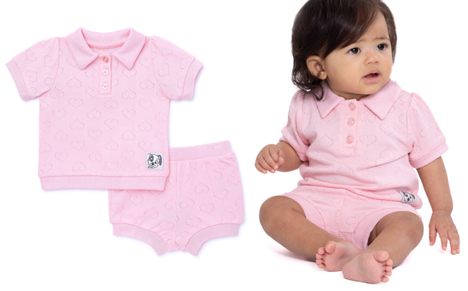 A Baby Wearing Disney 2 Piece Set in Pink