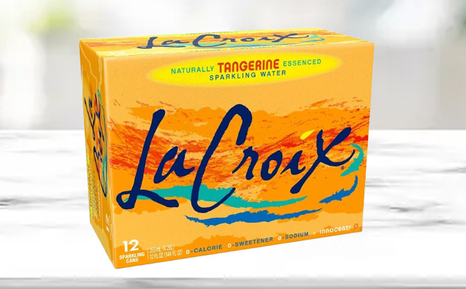 A Box of La Croix Sparkling Water on a Table