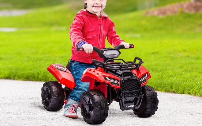 A Child Riding an Aosom Kids Quad