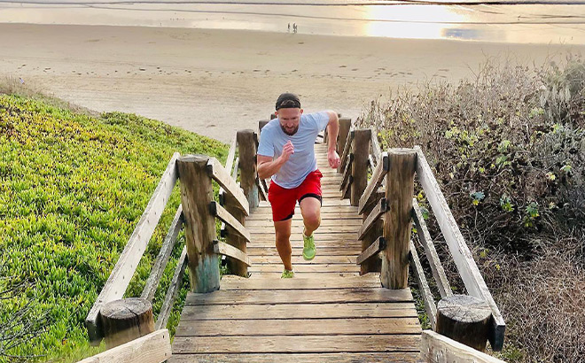 A Man Running on a Beach