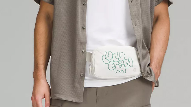 A Man Wearing Lululemon Embroidery Everywhere Belt Bag