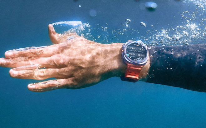 A Man Wearing Samsung Galaxy Watch Ultra While Swimming