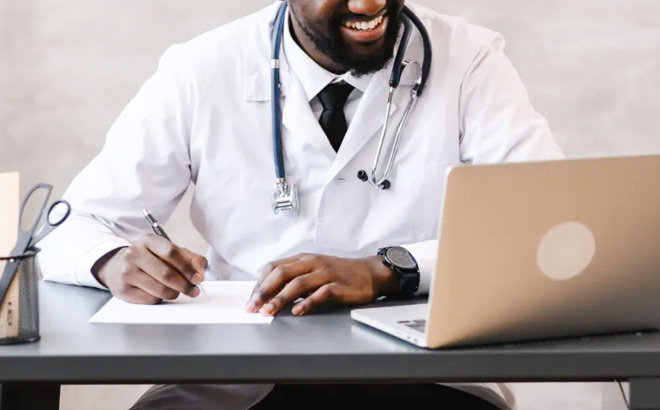 A Medical Professional Having a Face to Face Video Call