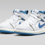 A Pair of Nike Air Jordan Retro 1 Mid SE Toddler Shoes