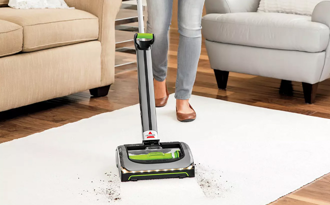 A Person Holding Bissell AirRam Cordless Vacuum