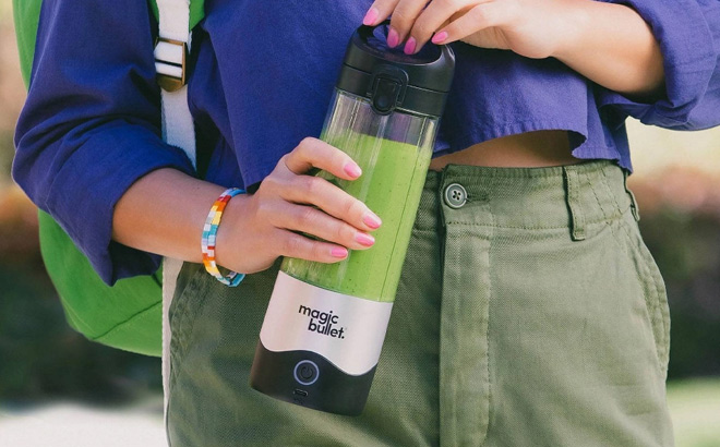 A Person Holding Magic Bullet Portable Blender