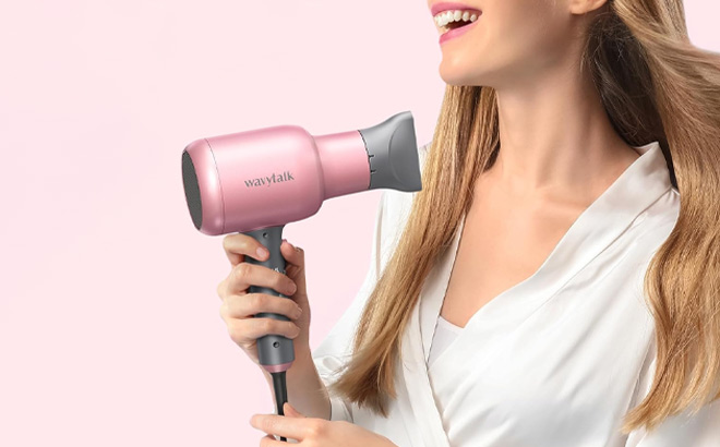 A Person Holding Wavytalk Professional Ionic Hair Dryer