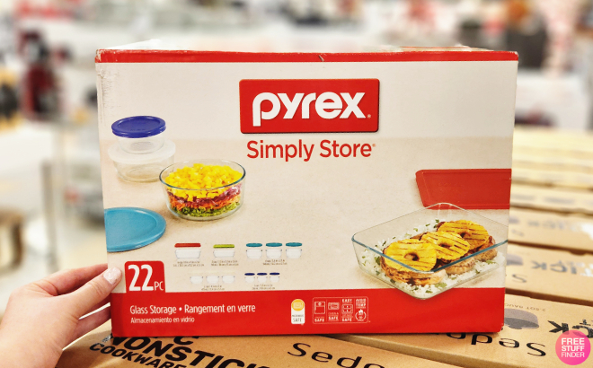 A Person Holding a Pyrex 22 Piece Food Storage Container Set