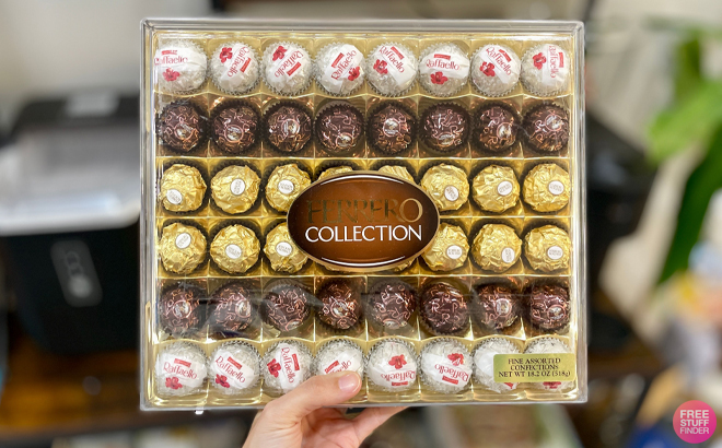 A Person Holding the Ferrero Assorted Box of Chocolates at a Store