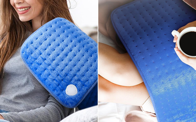 A Person Using Heating Pads on the Couch and Bed