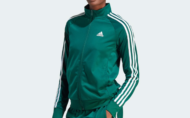 A Person Wearing Adidas Primegreen 3 Stripes Track Jacket