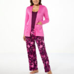 A Person Wearing Hue 3 Piece Cardigan Tank and Pant PJ Set