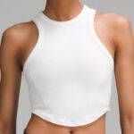 A Person Wearing Lululemon Hold Tight Cropped Tank Top in White