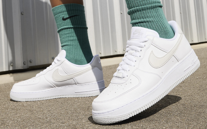 A Person Wearing Nike Air Force 1 07 Next Nature Shoes