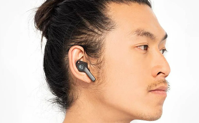 A Person Wearing the Skullcandy Indy Evo True Wireless In Ear Bluetooth Earbuds