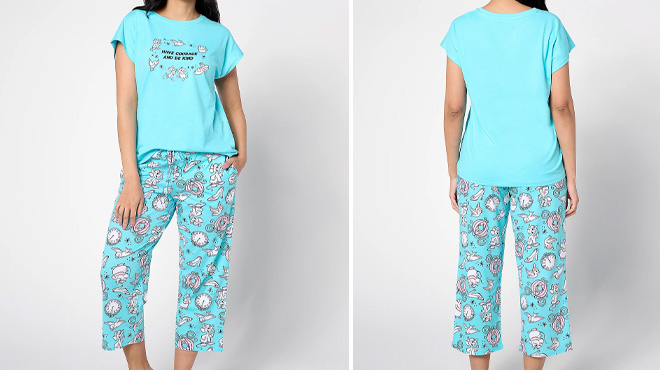 A Woman Wearing Disney Fairytale Classics Cotton Jersey Dolman Tee & Capri Set