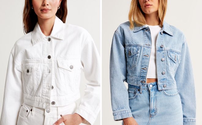 Abercrombie Fitch Cropped Denim Trucker Jacket 1