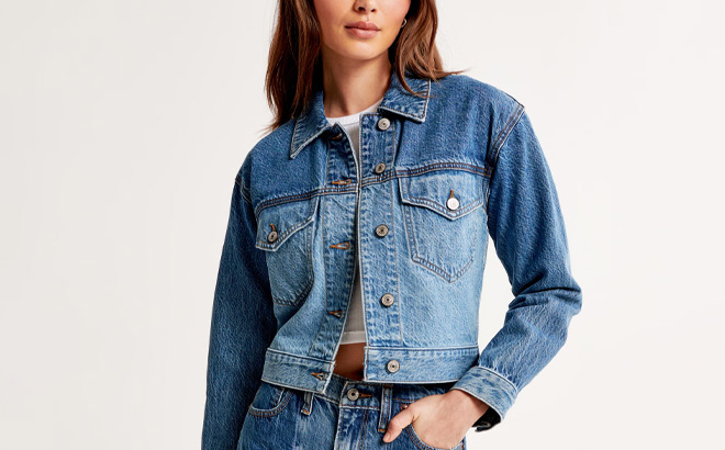 Abercrombie Fitch Drapey Cropped Denim Jacket