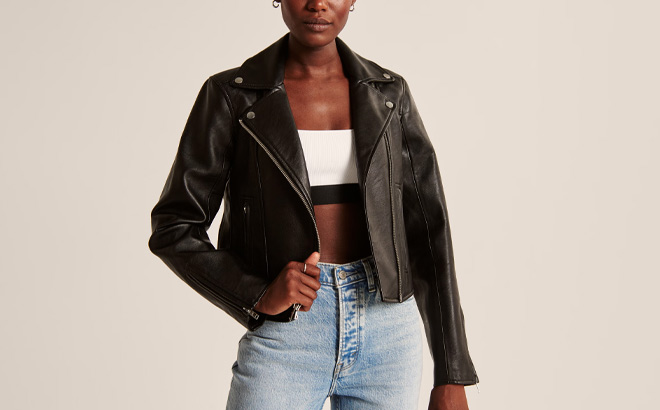 Abercrombie Fitch Vegan Leather Moto Jacket