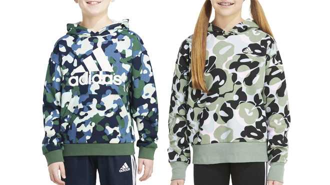 Adidas Boys Core Camo Allover Pullover Hoodie