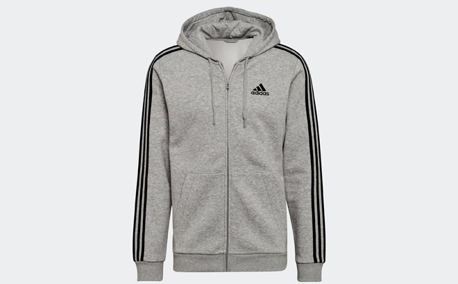 Adidas Mens Essentials Fleece 3 Stripes Full Zip Hoodie