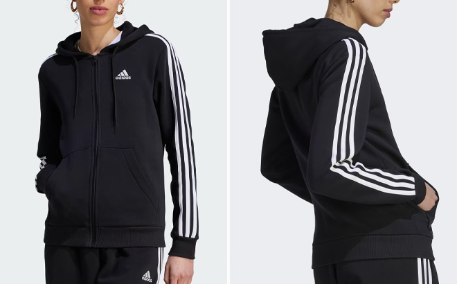 Adidas Womens Full Zip Fleece Hoodie