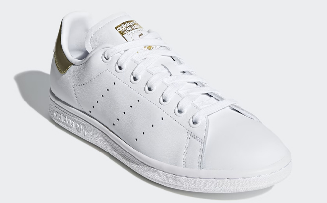 Adidas Womens Stan Smith Shoes in White and Gold Metallic