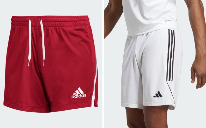 Adidas Womens Team Issue Knit Shorts and Mens Tiro 23 League Shorts