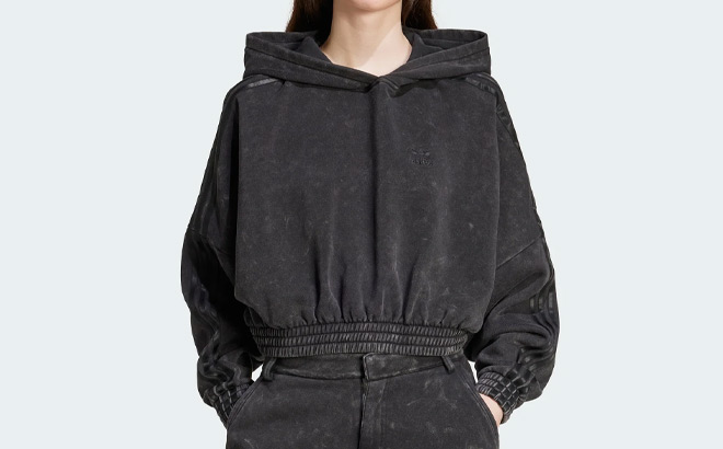 Adidas Womens Washed out Crop Oversized Hoodie