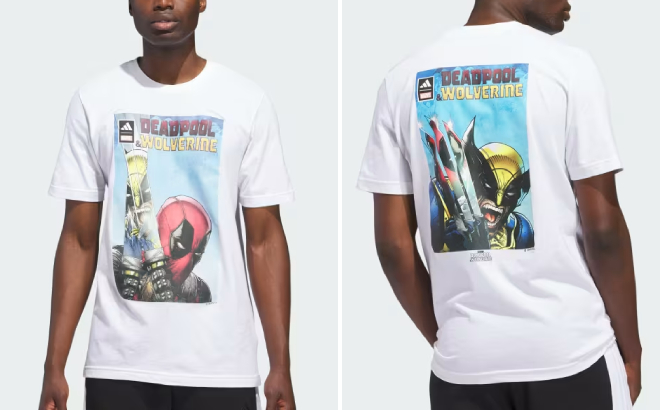 Adidas x Marvel Deadpool Wolverine Mens Graphic Tee