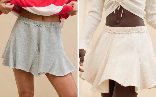 Aerie Fleece Godet Mini Skirt