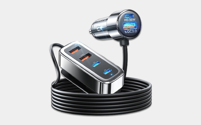 Ainope Car USB Charger Multi Port on a Light Gray Background