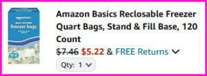 Amazon Basics Freezer Bags Checkout Screen