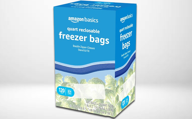 Amazon Basics Freezer Quart Bags 120 ct