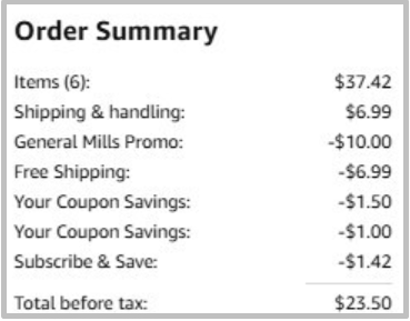 Amazon General Mills Checkout Screenshot
