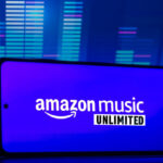 Amazon Music Unlimited on a Phone Background