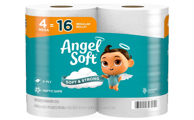 Angel Soft Toilet Paper 4 Count Mega Rolls