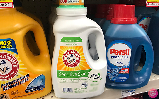 Arm Hammer Sensitive Skin Laundry Detergents on a Shelf at CVS