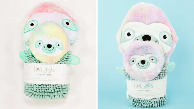 Baby Aspen Rainbow Sloth Bath Gift Set