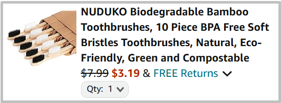 Bamboo Toothbrushes Amazon Checkout Screenshot