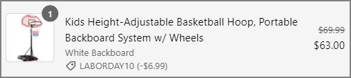 Basket Ball Hoop checkout page