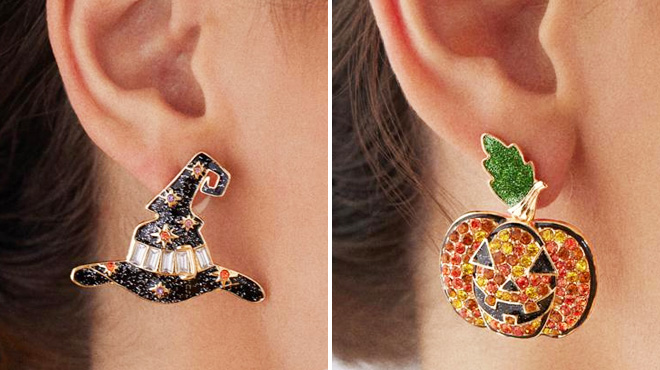 BaubleBar Witch Hat and Pumpkin Stud Earrings