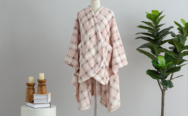 Berkshire Spa Loft Windowpane Plaid Wearable Throw