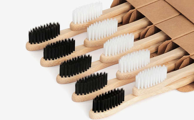 Biodegradable Bamboo Toothbrushes 10 Piece