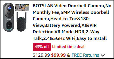 Botslab Video Doorbell Camera Checkout Screenshot