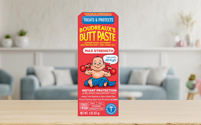 Boudreauxs Butt Paste Maximum Strength Diaper Rash Cream on the Table